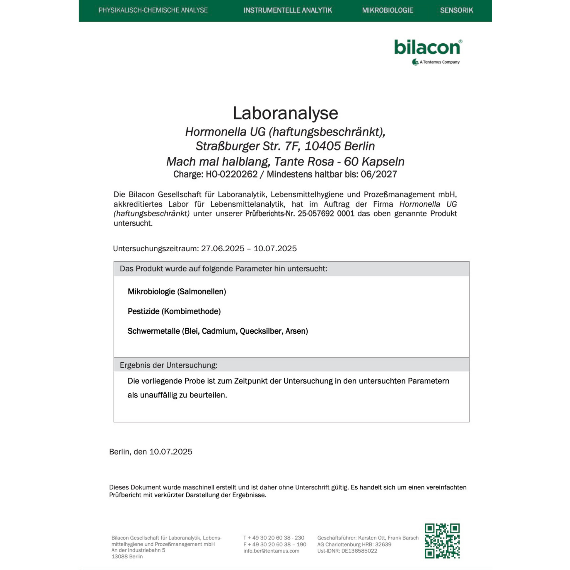 Zertifikatsbild – Höchste Produktstandards und Laborprüfungen